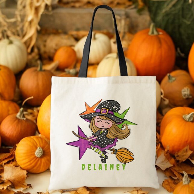 Bolsa Tote Truque de Halloween Personalizado ou Tratar Estrel (Criador carregado)