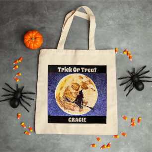 Bolsa Tote Truque de Halloween Personalizado ou Trate a Bag d