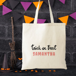 Bolsa Tote Truque Moderno ou Tratar Cute e Halloween Simples