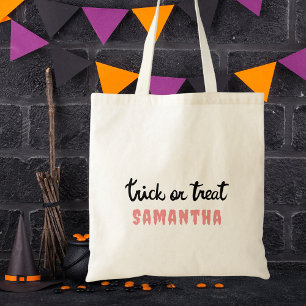 Bolsa Tote Truque Moderno ou Tratar Cute e Halloween Simples