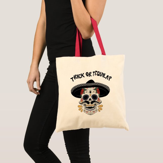 Bolsa Tote Truque ou Tequila - Presente no Halloween (Frente (produto))