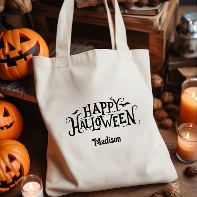 Bolsa Tote Truque Ou Tratado Feliz De Halloween Personalizado (Happy Halloween Tote Bag)