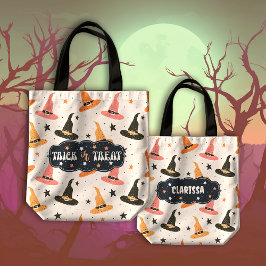 Bolsa Tote Truque ou tratamento de bruxas bonitas de Hallowee