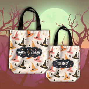 Bolsa Tote Truque ou tratamento de bruxas bonitas de Hallowee