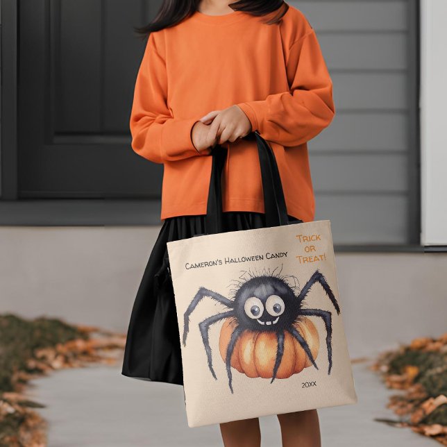 Bolsa Tote Truque ou tratamento de doce de Halloween em aranh (Criador carregado)