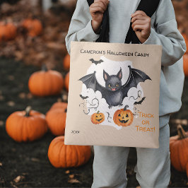 Bolsa Tote Truque ou Tratamento de Doces de Bat de Halloween