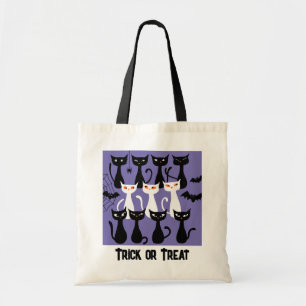 Bolsa Tote Truque ou tratamento de gatos pretos do Dia das Br