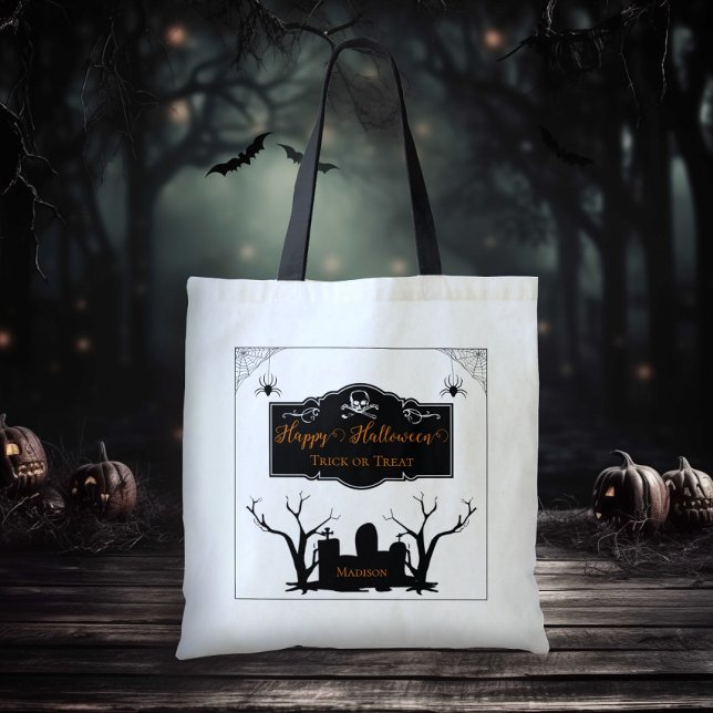 Bolsa Tote Truque ou Tratamento de Gravidez Spooky (Spooky Graveyard Trick or Treat tote Bag)