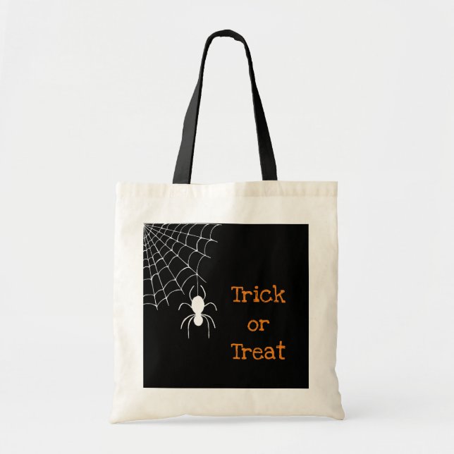 Bolsa Tote Truque ou tratamento na Web de aranha do Halloween (Frente)