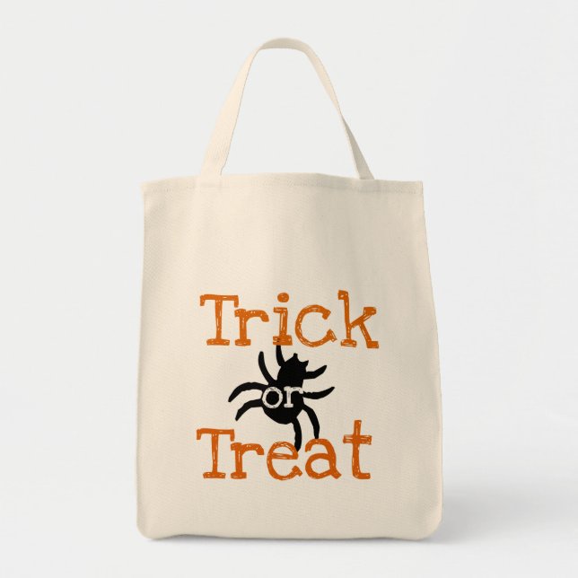 Bolsa Tote Truque ou tratamento para festas de Halloween (Frente)