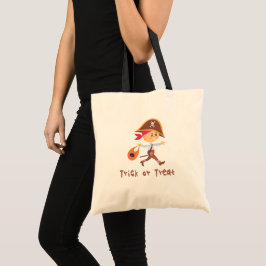 Bolsa Tote Truque ou Tratamento Pirata Castanho Cuto Adorável