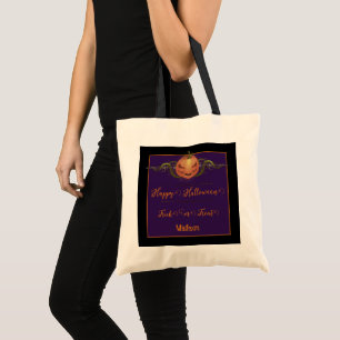 Bolsa Tote Truque ou Trato Assustador Jack-o-Lanterna Preto