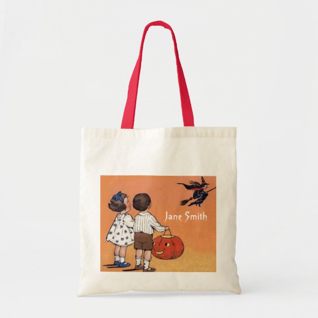 Bolsa Tote Truque ou travessura de sacos de sanita de Hallowe (Frente)