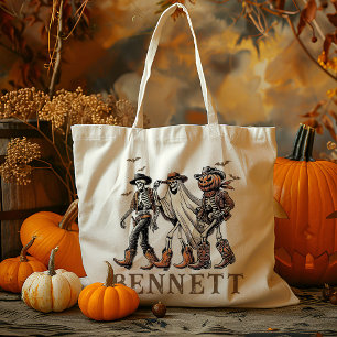 Bolsa Tote Truque Personalizado De Esqueleto De Cowboy Ou Tra