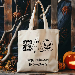 Bolsa Tote Truque Personalizado ou Tratar Família Boo de Hall