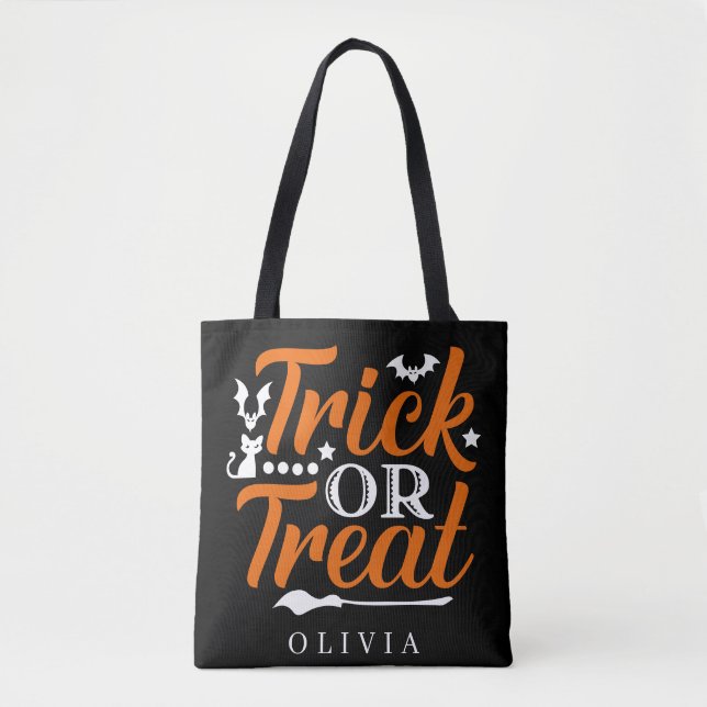 Bolsa Tote Truque Personalizado Ou Trate O Saco De Doces Do H (Frente)