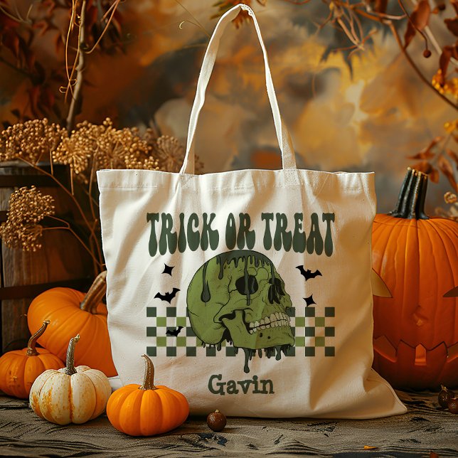 Bolsa Tote Truque Zombie Personalizado De Garoto Caveira Ou D (Criador carregado)