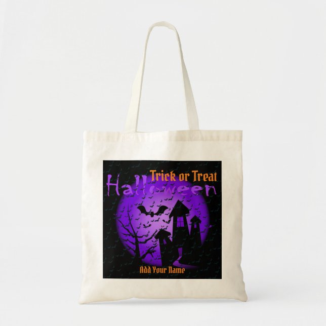 Bolsa Tote Truques ou ameaças Felizes Halloween (Frente)