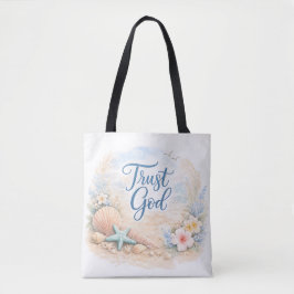 Bolsa Tote "Trust God" Coastal Beach Watercolor Christian