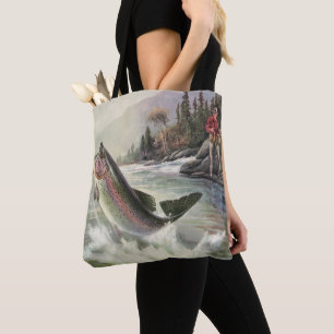 Bolsa Tote Truta-arco-íris, Pescador Antigo Pescando Peixe