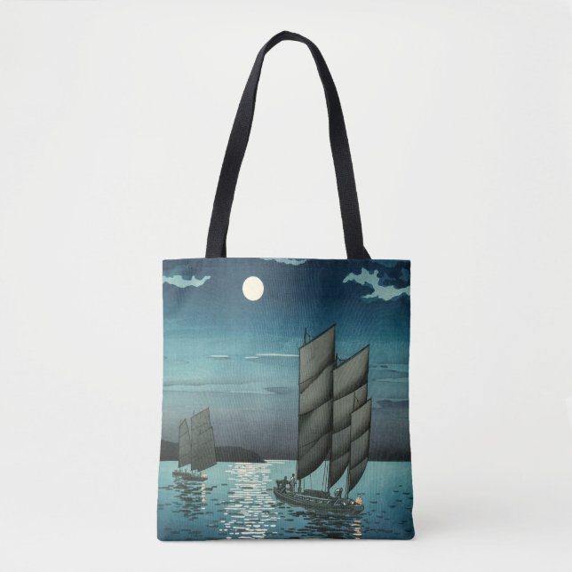Bolsa Tote Tsuchiya Koitsu - Barcos em Shinagawa, Noite (Frente)
