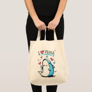 Bolsa Tote Tubarão Ama Pessoas Desenho Animado Engraçado