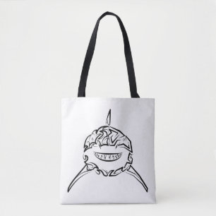Bolsa Tote Tubarão-branco-Excelente-tribal preto e branco
