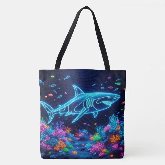 Bolsa Tote Tubarão-neon colorido (Frente)