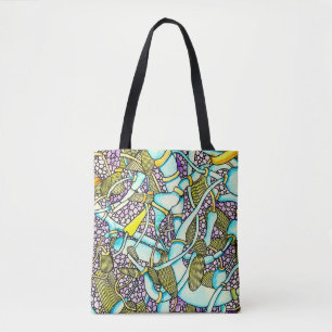 Bolsa Tote Tubos Curvos Abstratos Desenho de Arames