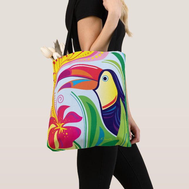 Bolsa Tote Tucano com Flor Tropical (Close Up)