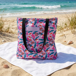 Bolsa Tote Tucanos rosa brilhante e brincalhões