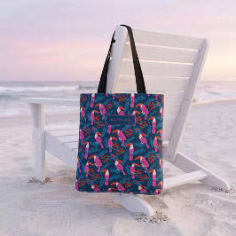 Bolsa Tote Tucanos rosa brilhante e brincalhões