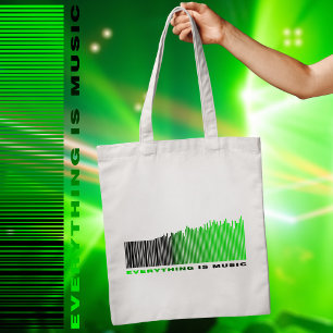 Bolsa Tote Tudo é Music Text Song Player Green Barcode