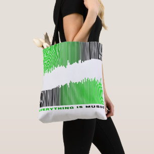 Bolsa Tote Tudo é Música Texto Verde Código de Barras Música