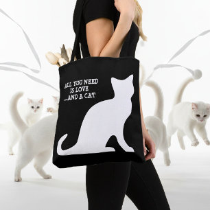 Bolsa Tote Tudo o que você precisa é amor e um gato preto, um