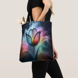 Bolsa Tote Tulipa Arco-Íris Com Gotas-Arco