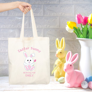 Bolsa Tote Tulipa cor-de-rosa do coelhinho da Páscoa