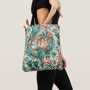 Bolsa Tote Tulipa Crocus Peônia Pastel Padrão William Morris