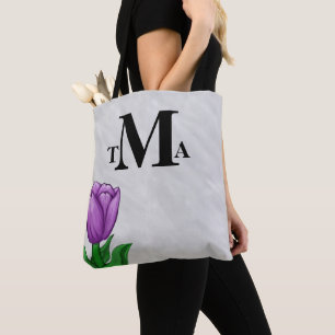 Bolsa Tote Tulipa Púrpura do Monograma