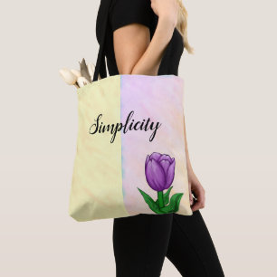 Bolsa Tote Tulipa Roxa de Simplicidade - Cor de Água de Dois
