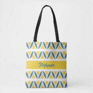 Bolsa Tote Tulipas Amarelas da Mostarda Padrão Floral