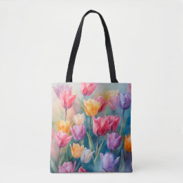 Bolsa Tote Tulipas do paraíso do Pastel