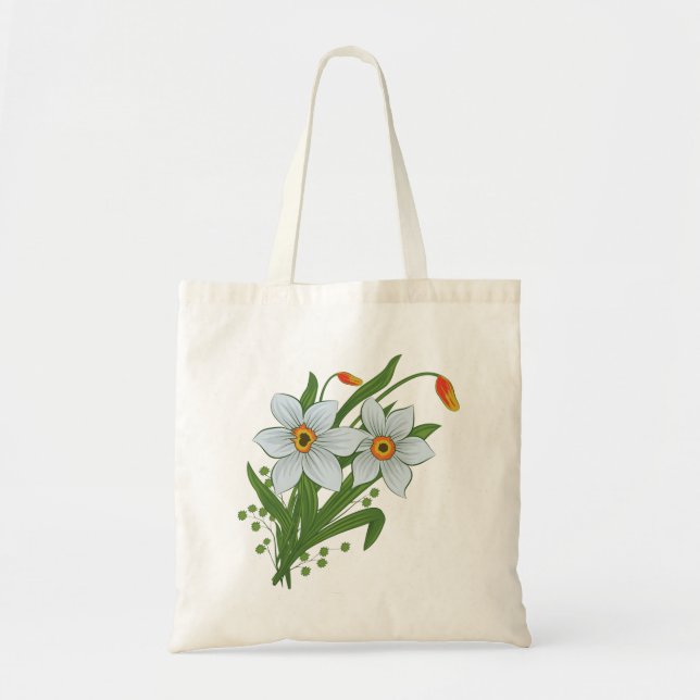 Bolsa Tote Tulipas e Flores de Daffodils (Frente)