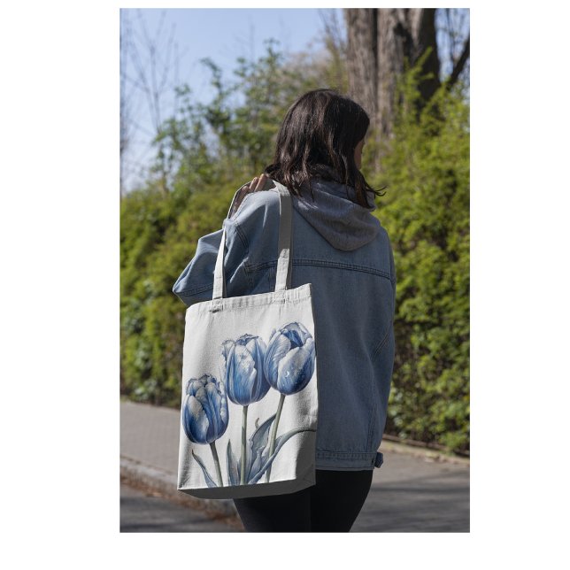 Bolsa Tote Tulipas em Azul de Delft  (Criador carregado)