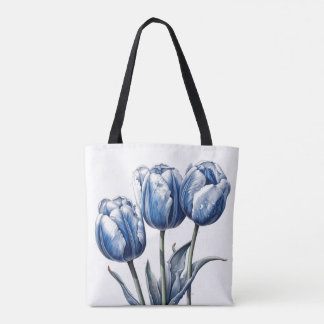 Bolsa Tote Tulipas em Azul de Delft 