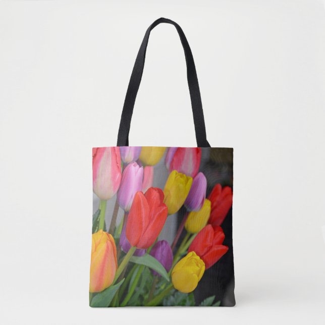 Bolsa Tote Tulipas primavera coloridas (Frente)