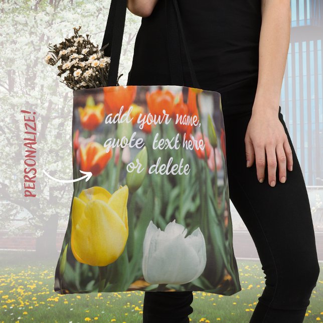 Bolsa Tote Tulipas primavera coloridas do estilo de colheita (Criador carregado)