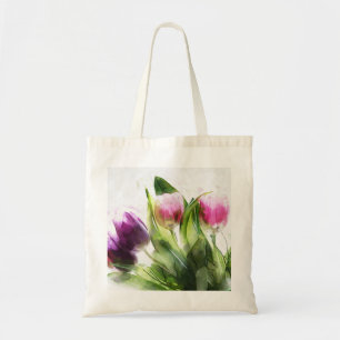 Bolsa Tote Tulipas Púrpuras de Aquarela