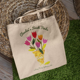 Bolsa Tote Tulipas Retro Coloridas Personalizadas Comendo Sau