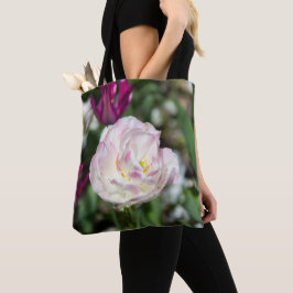 Bolsa Tote Tulipas rosa brilhante em um dia ensolarado